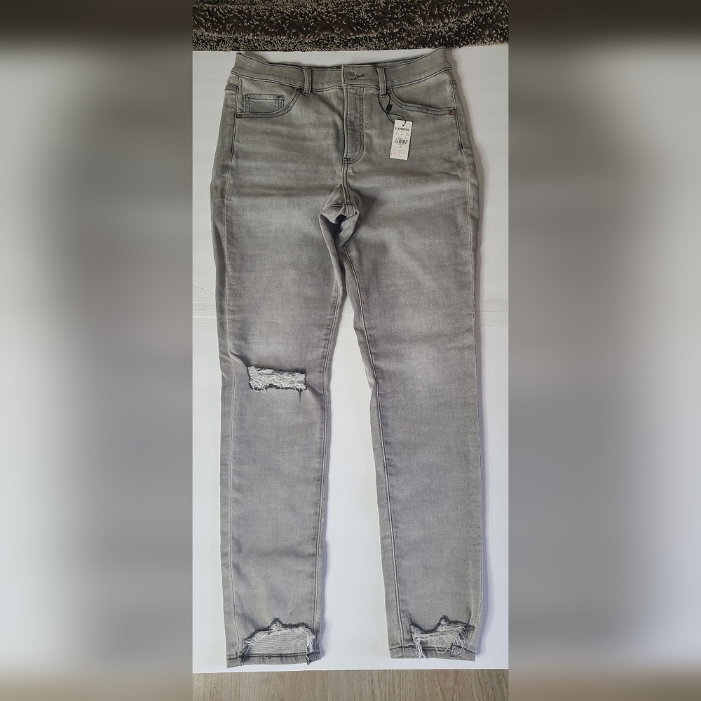 Express gray skinny jeans